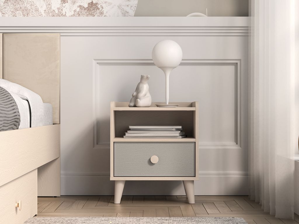 Kinderzimmer Nachttisch OLIVIA - beige/grau