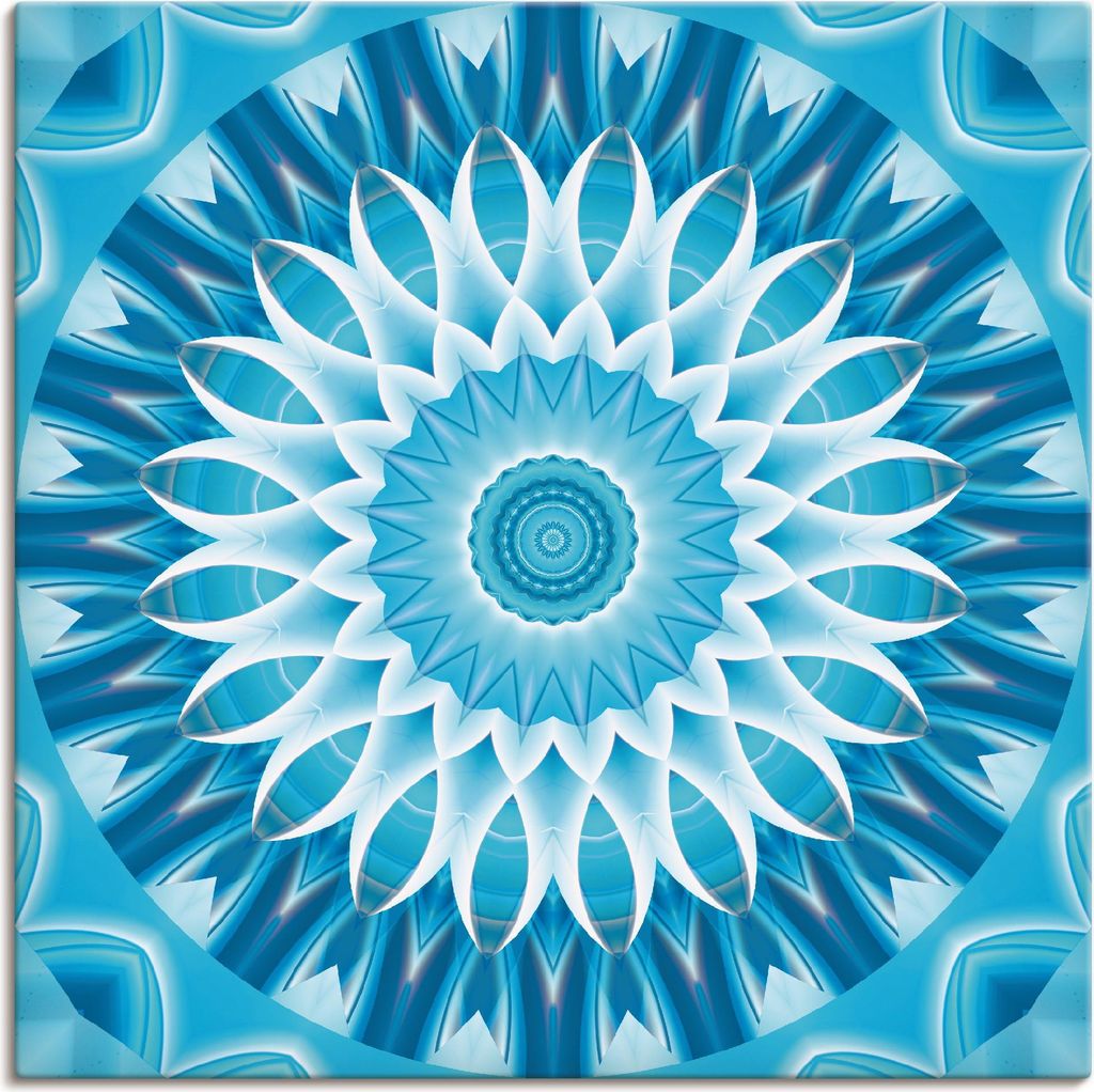 ARTland Leinwandbild Mandala blau Blüte Größe: 30x30 cm