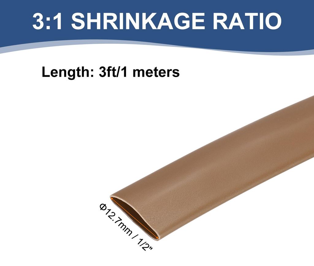 1m L?nge Schrumpfschlauch 12,7mm Durchmesser, 3:1 Schrumpfverh?ltnis Isolierschlauch Wasserdicht Schrumpfschl?uche mit Kleber, Braun Kabelschutzsch...