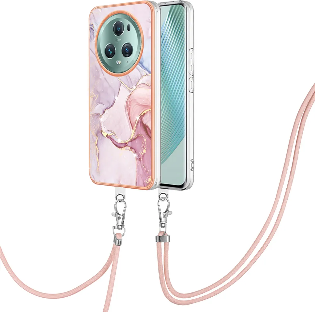 Cover Honor Magic 5 Pro Oro Rosa: Design con Cinturino e TPU Soft