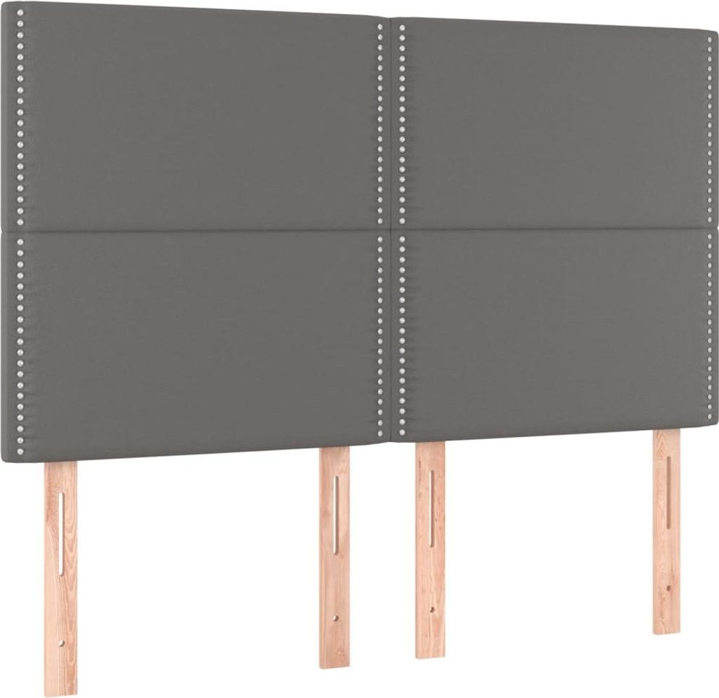 vidaXL Kopfteil Grau 144x5x118/128 cm Kunstleder