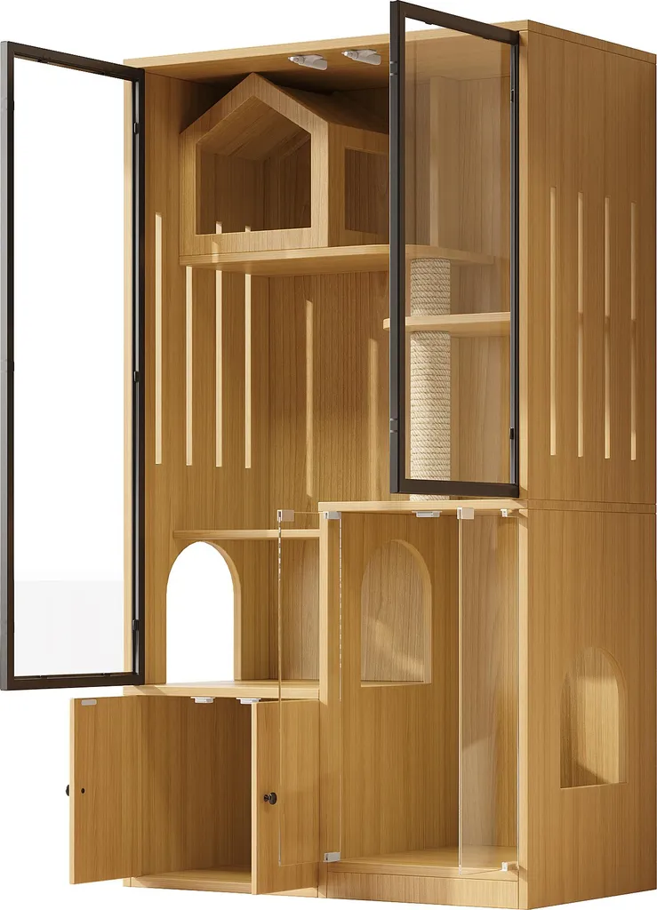 Cachez la litière de vos chats grâce à cette villa design érable jaune - 16