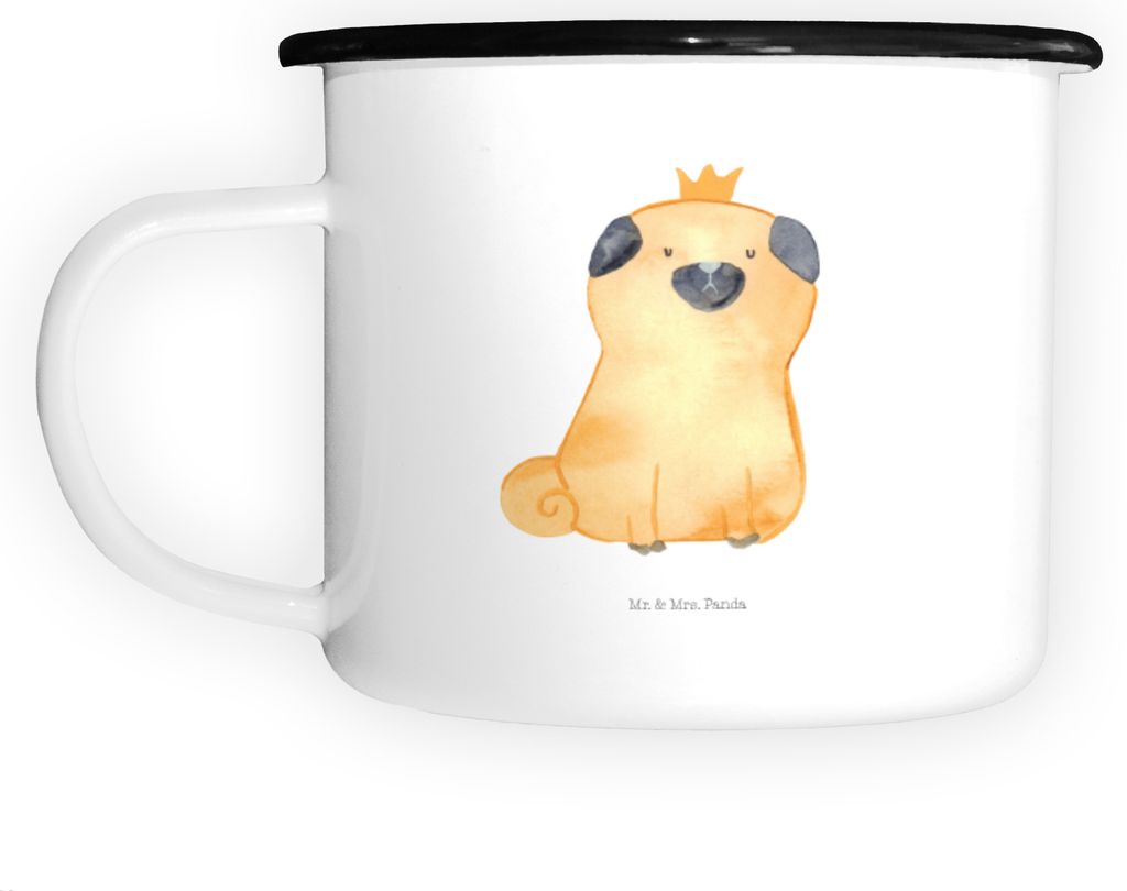 Mr. & Mrs. Panda Pott Mops Krone - Weiß - Geschenk, Teetasse, Emaille Tasse, Königlich, Sprüche, Becher, Hund, Große, Haferl, Allergisch