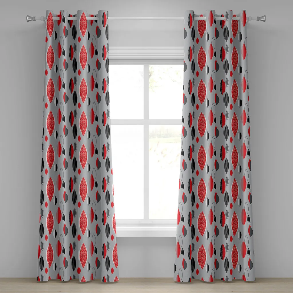 Tenda Abakuhaus Occhielli Mid-Century Rosso Nero Grigio 280x225cm