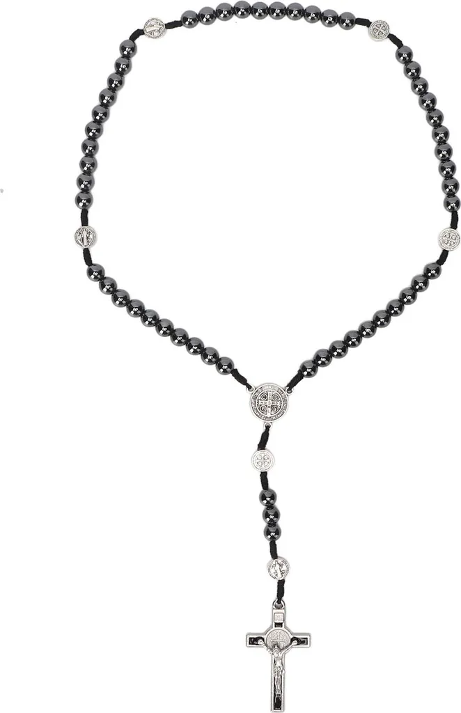 Collana Rosario in Ossidiana Nera e Crocifisso: Regalo di Preghiera