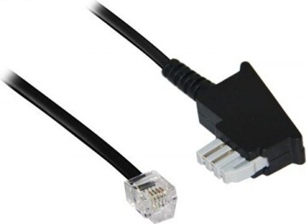 Goobay 50279 TAE-N Anschlusskabel 4-polig, 15 m, Schwarz - TAE-N-Stecker > RJ11/RJ14-Stecker (6P4C)