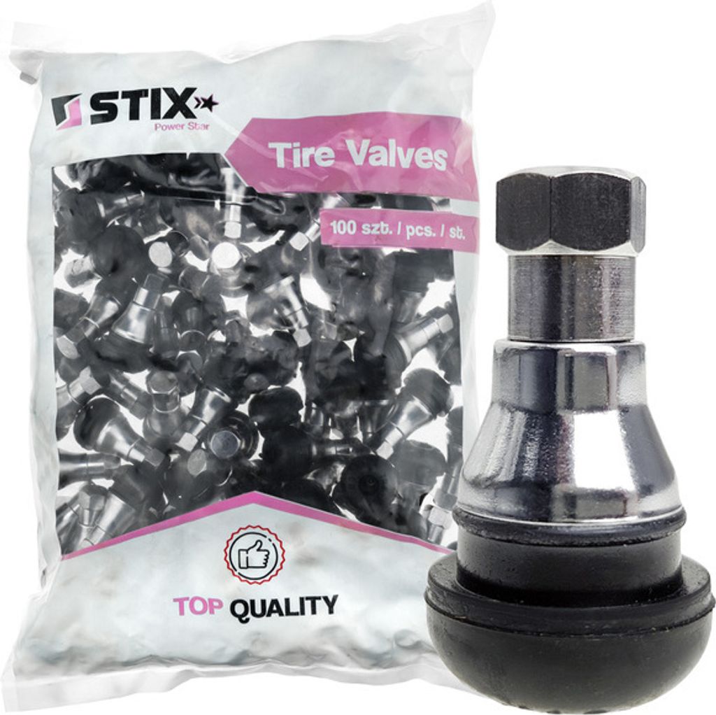 100x TR412 Gummiventile, Snap-In, Ventile für Schlauchlose Reifen, CHROM