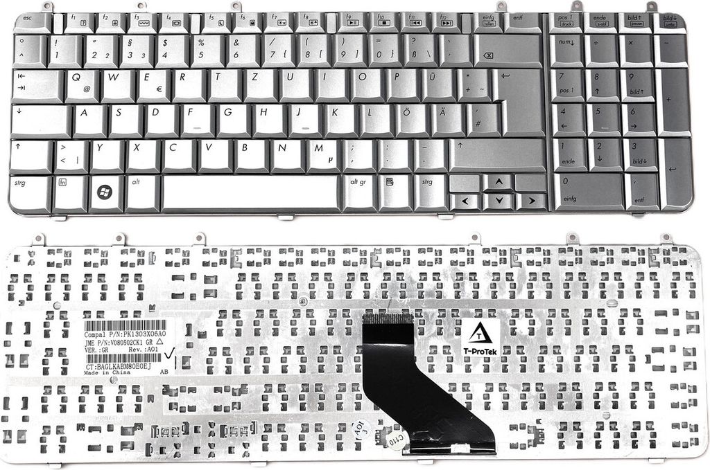 DEUTSCHE - Tastatur / Silber für HP Pavilion dv7-1448dx