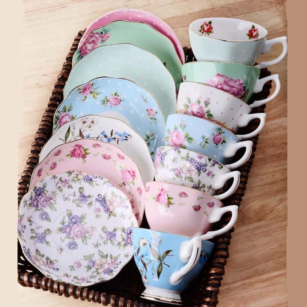 Elegante Tasse 1 Stück dünnes Porzellan 220ml Blauer 8el