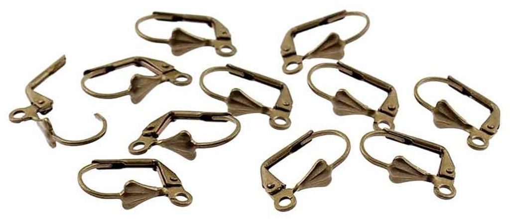 Vintageparts 10 Brisuren vintage Bronze, Klappohrring Blüte Produktbild 