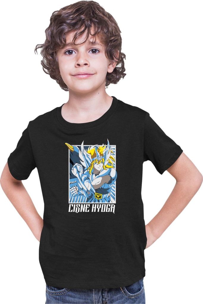 Kinder T-Shirt Japan Anime Manga Saint Anime Seiya Cisne Hyuga Cisne Hyuga, 12-13 Jahr - 152 / Schwarz