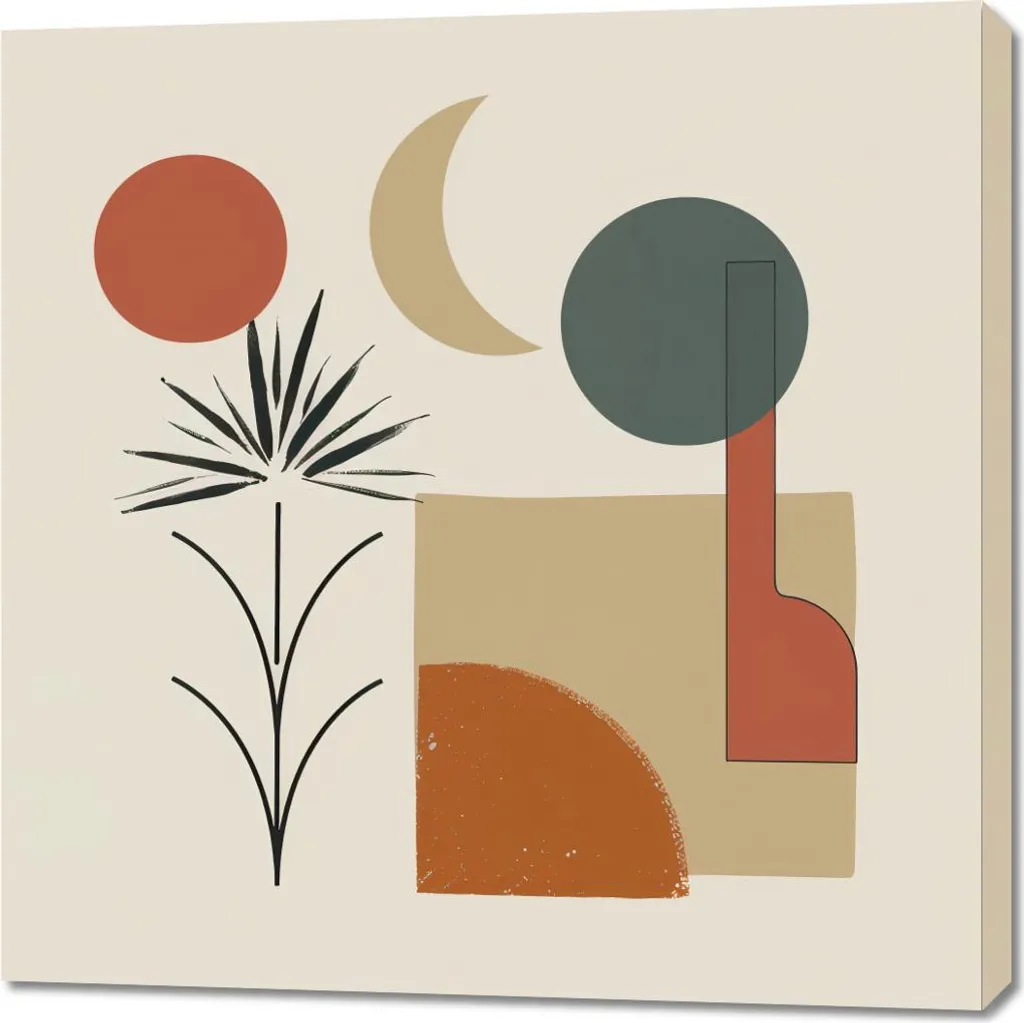Grand Tableau de Salon 90 x 90 cm Soleil et Lune - Ambiance Relaxante