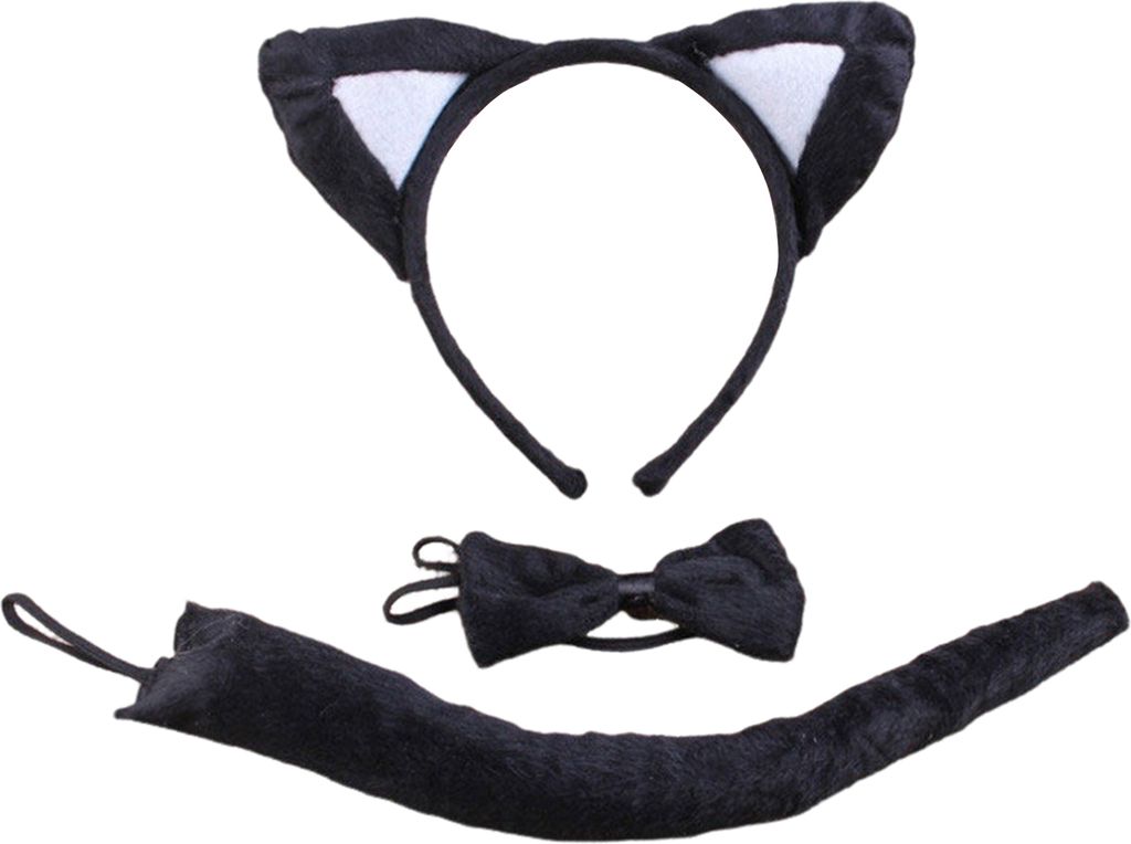 Tierkostüm mit Ohren, Stirnband, Schwanz und Fliege, Set für Kleinkinder und Kinder, verstellbares Tierkostüm aus Plüsch für Halloween, Cospla...