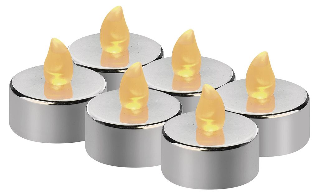 Velas LED plateadas, juego de 6 unidades, velas sin llama Imagen del producto 
