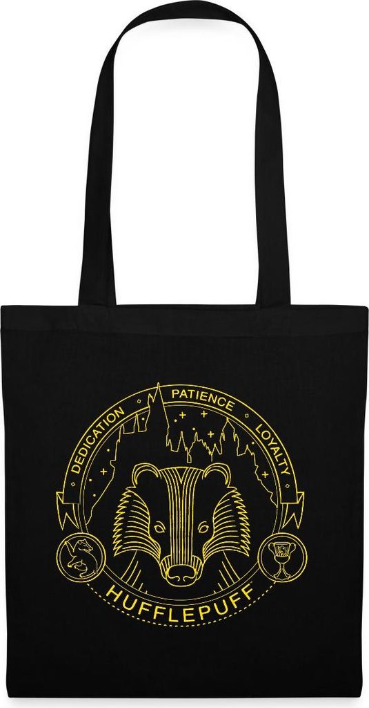 Spreadshirt Harry Potter Hufflepuff Dachs Wappen Stoffbeutel, One size, Schwarz