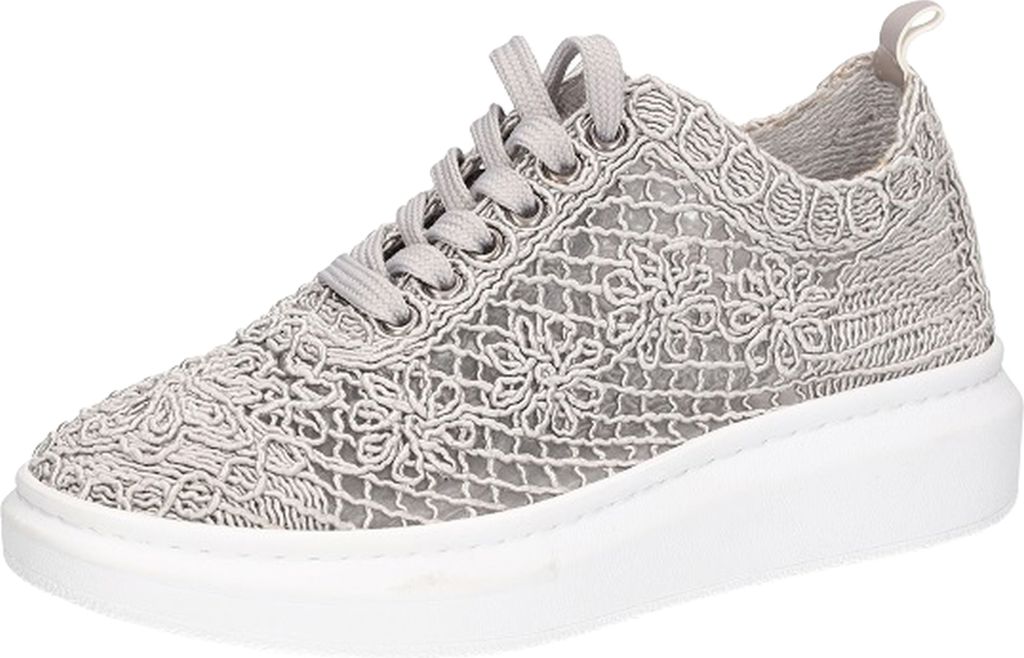 Mustang Damen Sneaker Court Makramee Blumen Netzstruktur 1468-301, Größe:39 EU, Farbe:Grau