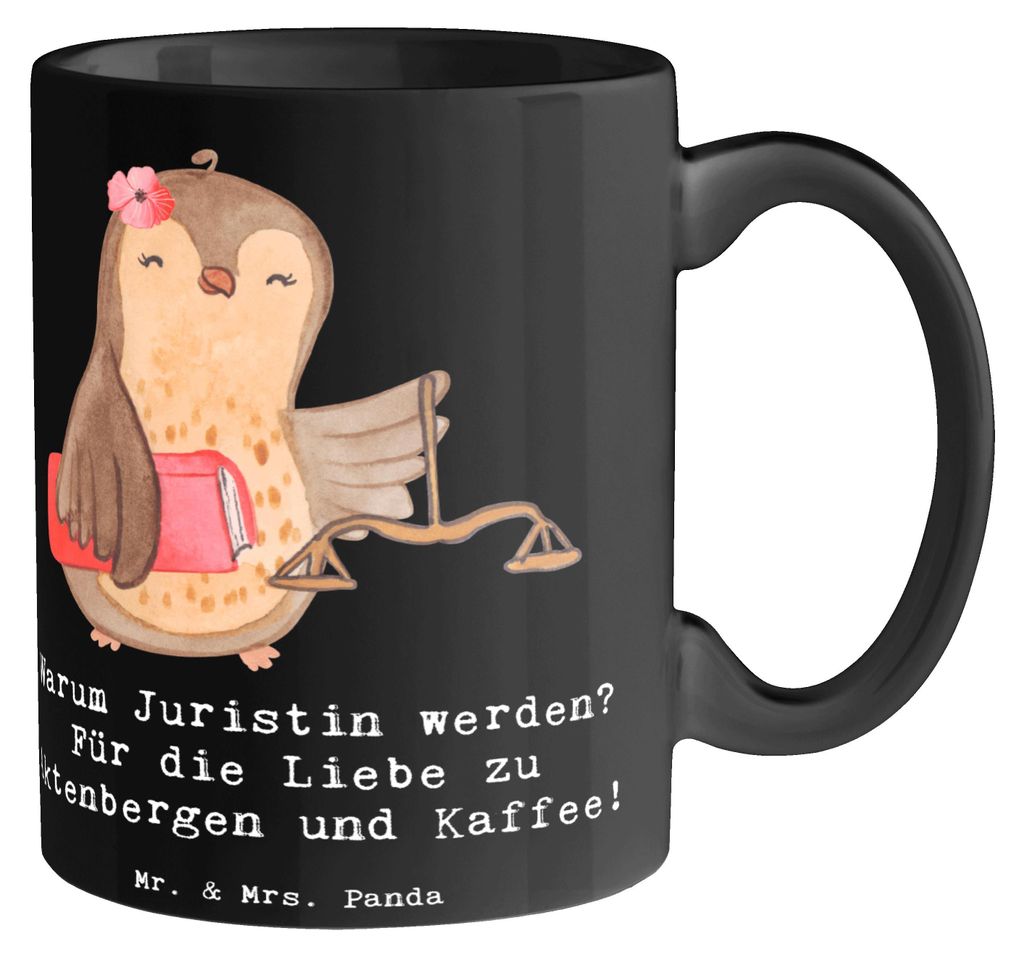 Mr. & Mrs. Panda Bedruckte Tasse Juristin Liebe - Schwarz - Geschenk, Becher, Rechtsanwältin, kreative Geschenke, handgefertigte, Rechtswissenscha...