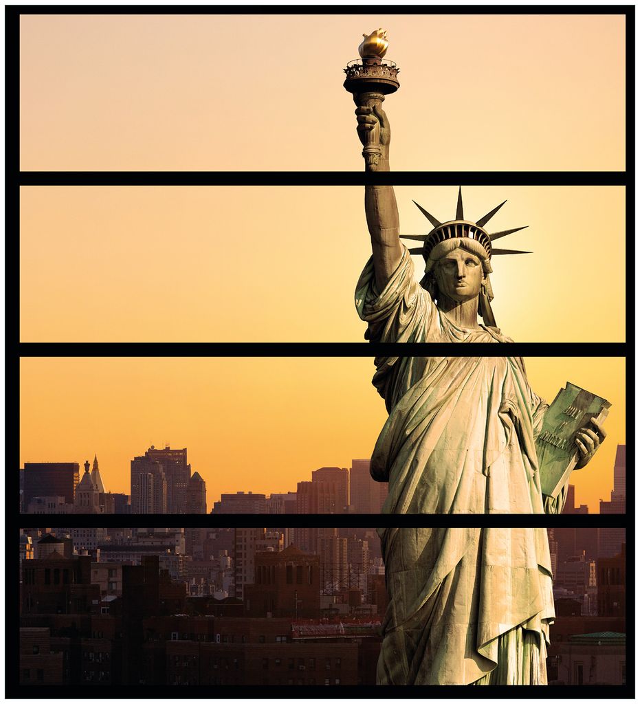 Wallario Möbelfolie / Aufkleber, geeignet für Ikea Malm Kommode mit 4 Schubfächern - Freiheitsstatue New York