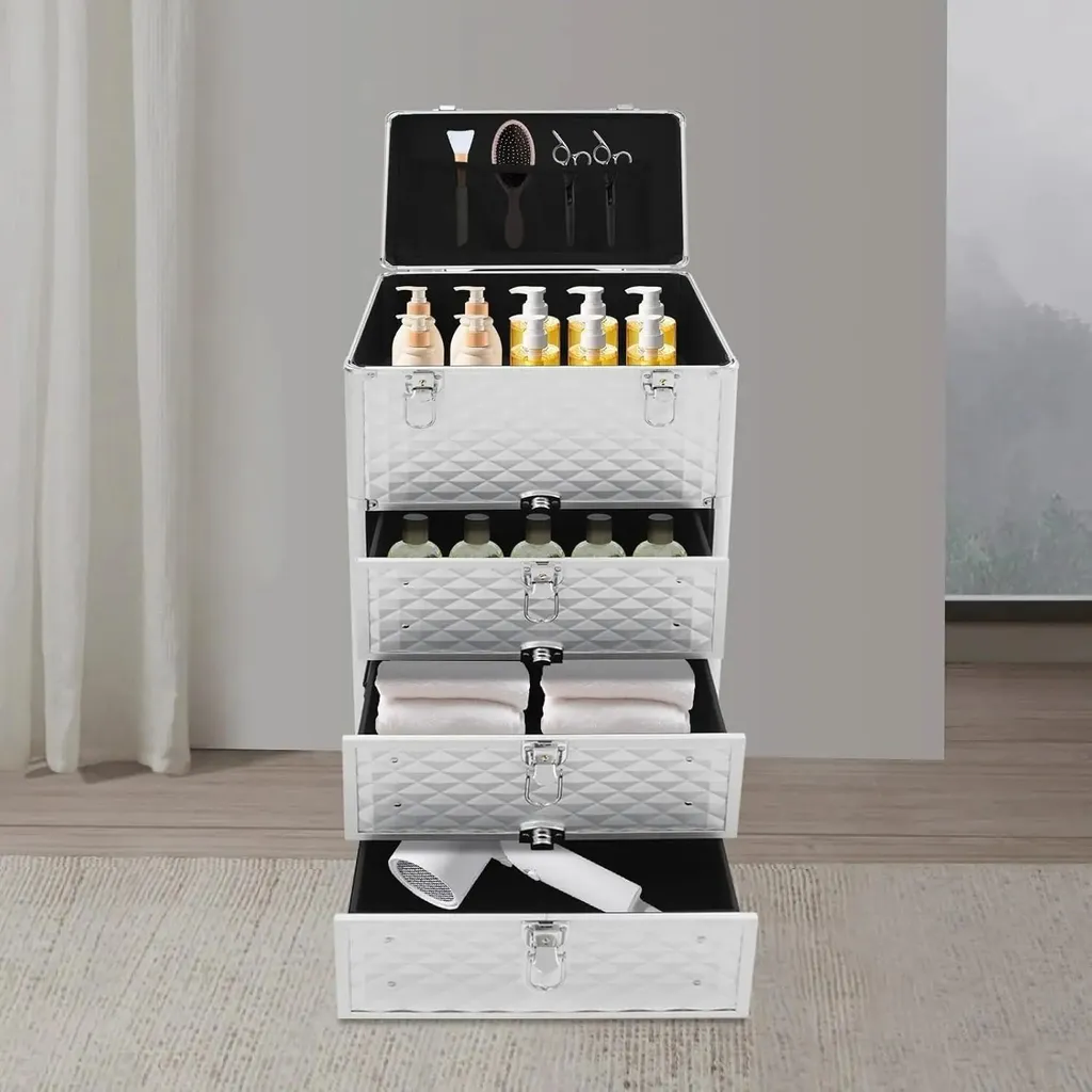 Rangement cosmétiques en polyuréthane robuste avec tiroirs de voyage - 7