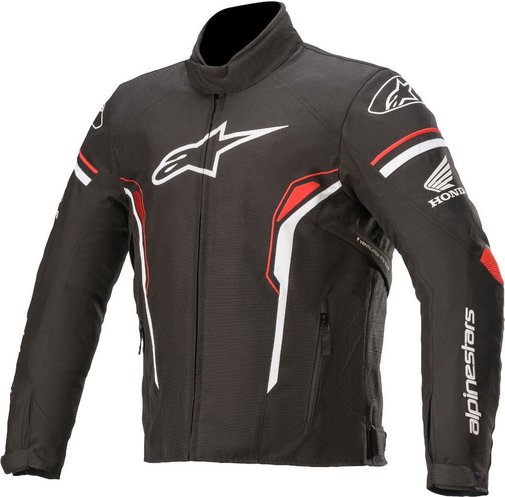 Alpinestars T-SP-1 Wasserdichte Motorrad Textiljacke, schwarz/weiß/rot, S