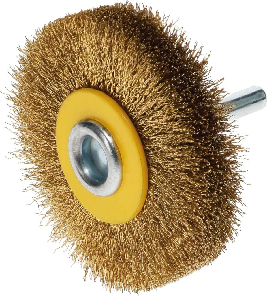 Osborn Drahtbürste für Bohrmaschine ø 60mm Drahtbürstenaufsatz für schwer zugängliche Stellen Rundbürste mit Schaft, Messing gewellt