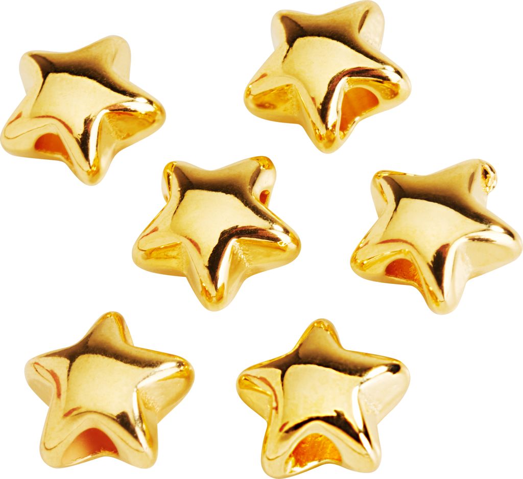 Mini-Metall-Perle "Stern", 6 Stück Gold
