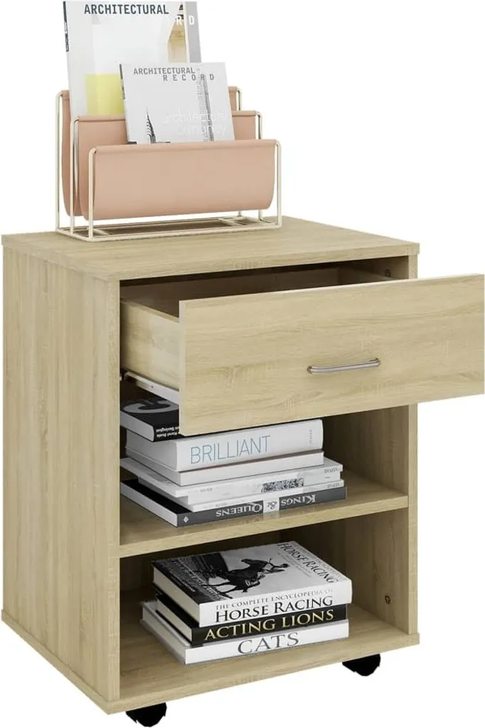 Caisson de bureau mobile Chêne Sonoma 46 cm avec étagères de rangement - 6