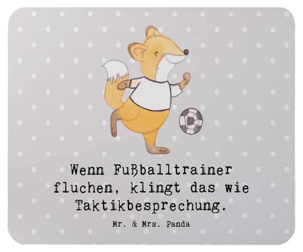Mr. & Mrs. Panda Mousepad Fußballtrainer Taktik - Grau Pastell - Geschenk, Mentoring, Berufsleben, mauspad laptop, Taktikbesprechung Fluch, humorv...