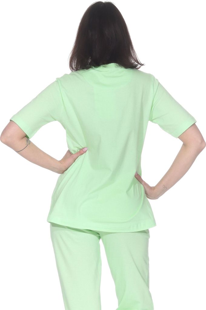 Damen kurzarm Schlafanzug Oberteil Pyjama Shirt Mix & Match – ideal zu kombinieren ; grün , 40