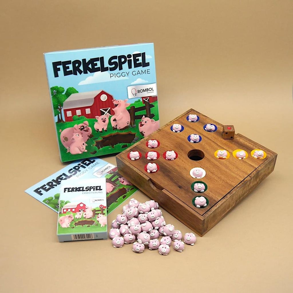 Ferkelspiel Premium - lustiges Würfelspiel für die ganze Familie inkl. Erweiterung für noch mehr Spielspaß