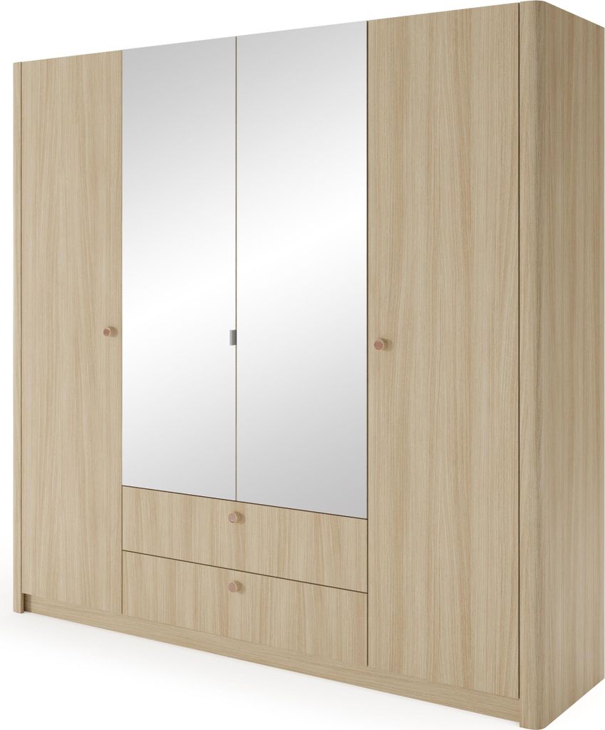 DESIGN MÖBEL Kleiderschrank VIKI 213 cm | Eiche Barista | eleganter skandinavischer Stil