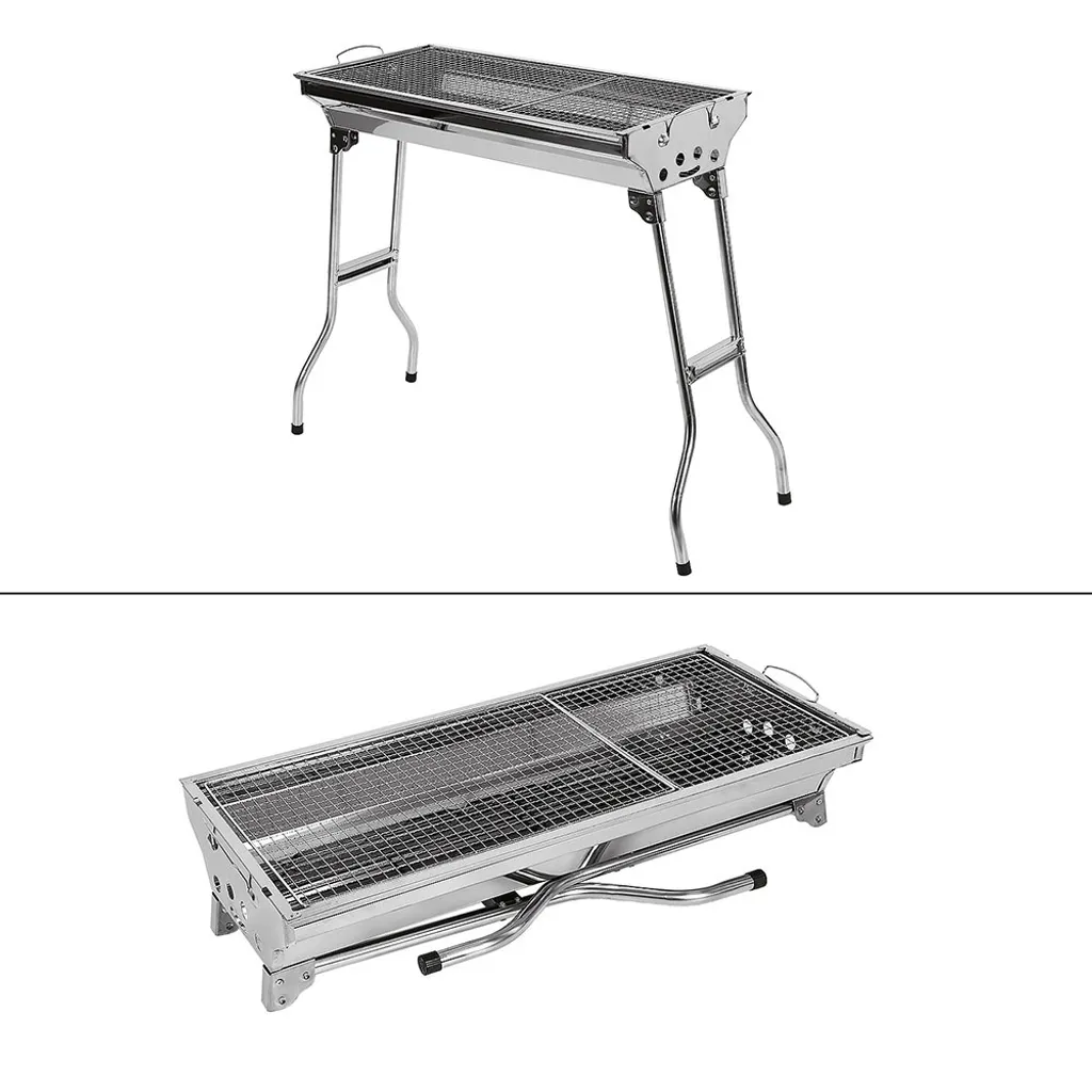 Barbecue charbon pliable inox 73cm grande surface de cuisson nomade