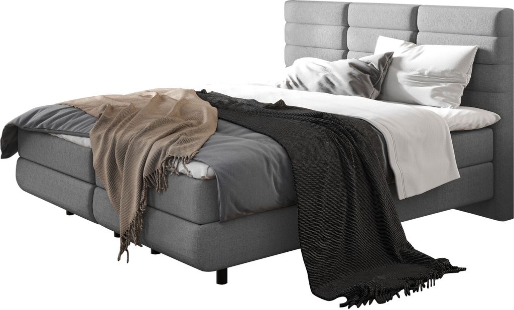 MIRJAN24 Boxspringbett Symphony mit zwei Bettkästen für die Bettwäsche, Polsterkopfteil, Bonellfederkernmatratze (Farbe: Barrel 90, Größe: 180...