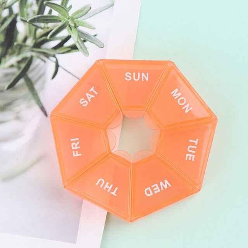 Pillenbox - Pillendose - Aufbewahrungsbox - Mo-So - 7 Tage - Orange