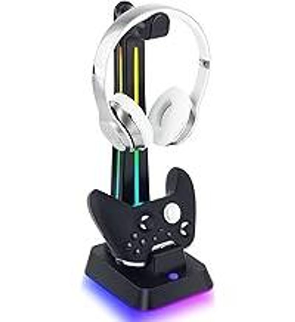Wigearss Ladestation, Ladegerät für Xbox Series X/S, Xbox Elite 1/2, Xbox One, Xbox One X/S Controller mit Headset Halter, RGB-Licht