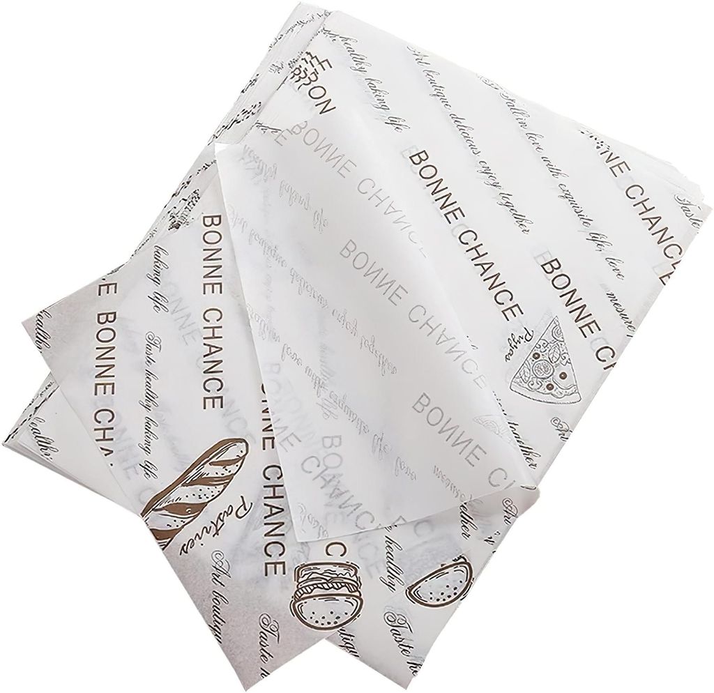 Brotpapier, 100 Blatt, 26 x 36 cm, Käsepapier, wasser- und ölabweisend, Antihaftbeschichtung, fettdichtes Papier für Lebensmittel, Butter, Käse...