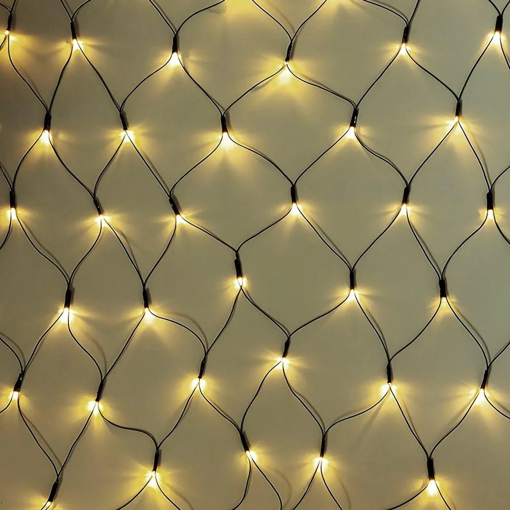 Filet Lumineux Solaire Extérieur 1.5x1.5M Blanc Chaud LED Étanche IP65