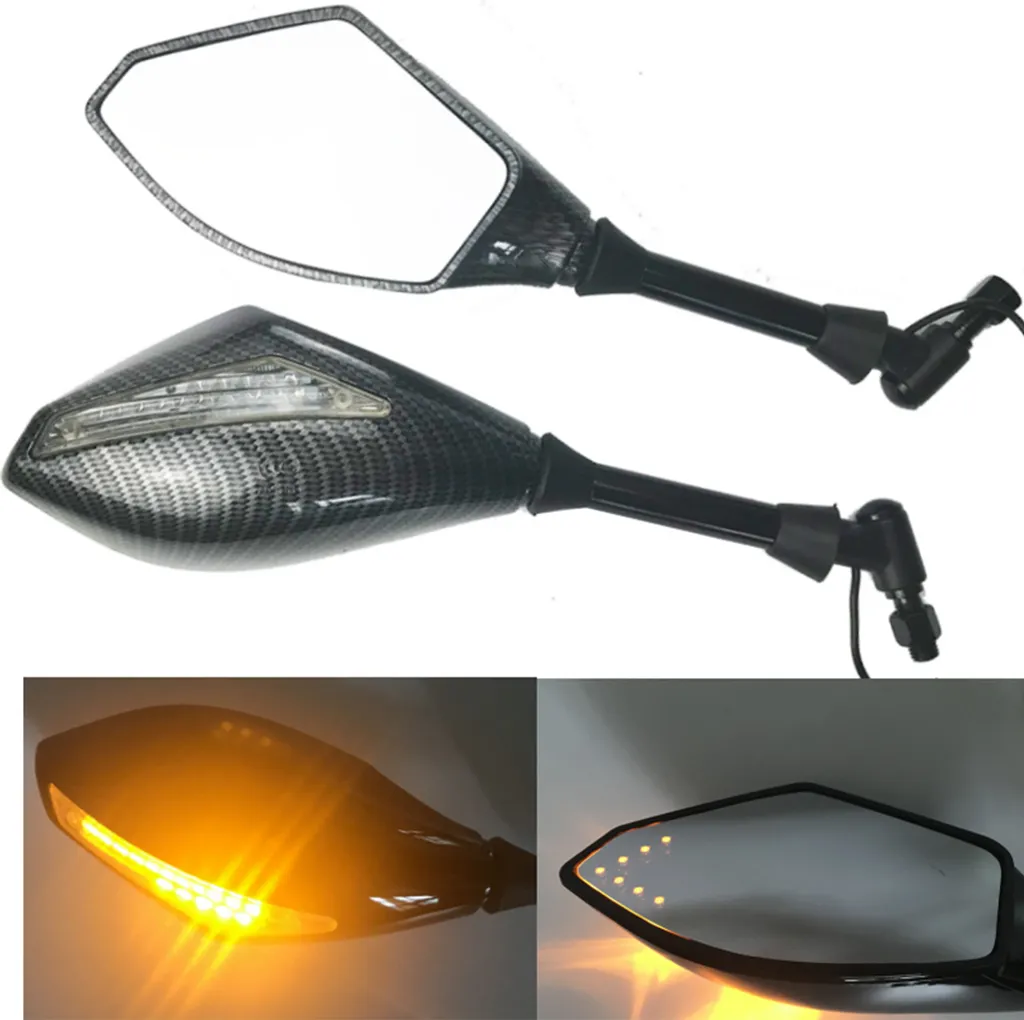 Specchietti Moto LED Snake Pattern con Frecce Integrate e Spike - Offerta