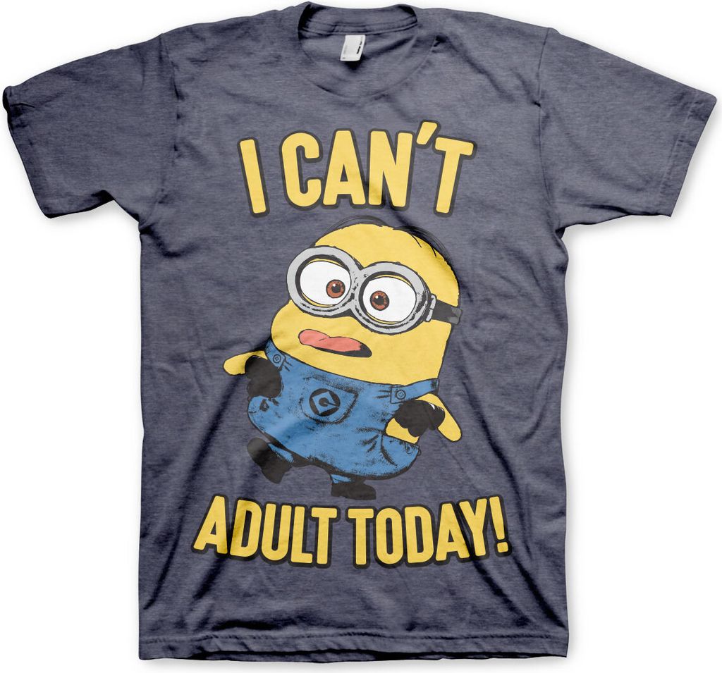 Minions - I Can't Adult Today T-Shirt - Large - Navy-Heather