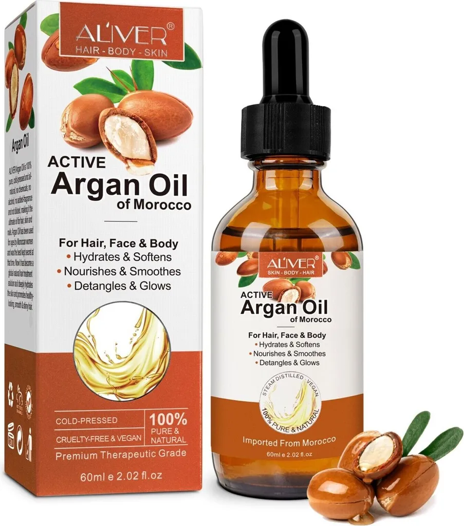 Olio di Argan Bio Viso e Capelli | 3 Pezzi x 60ml Spremuto Freddo
