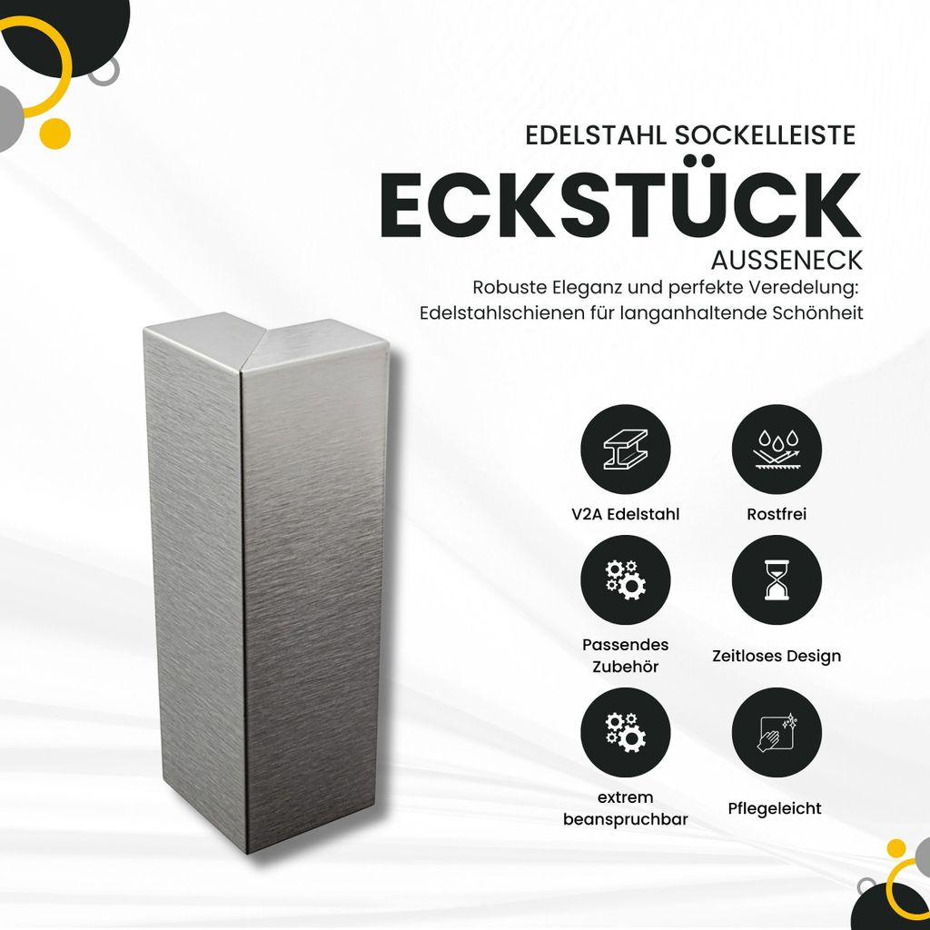 Sockelleiste Edelstahl Fußbodenleisten V2A L250cm 60mm Produktbild 