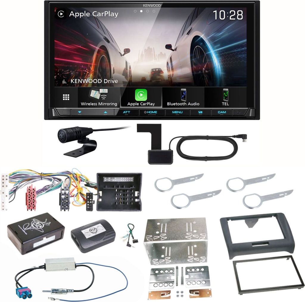 Kenwood DMX8021DABS Android Auto CarPlay Bluetooth Einbauset für Audi TT 8J