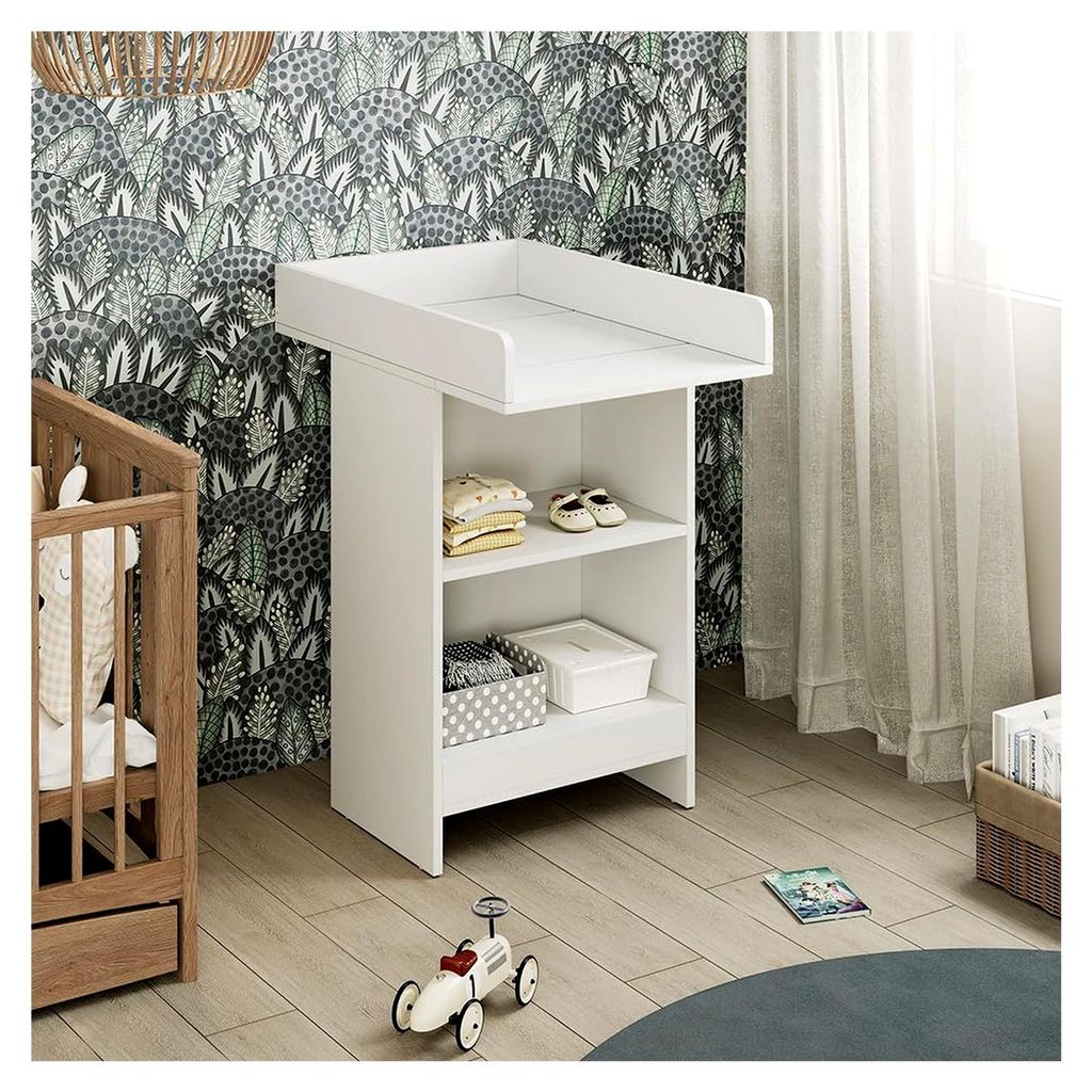 Wickelkommode Mona, Weiß, 60 x 103,5 cm, geeignet für die sichere Babypflege und einfache Reinigung