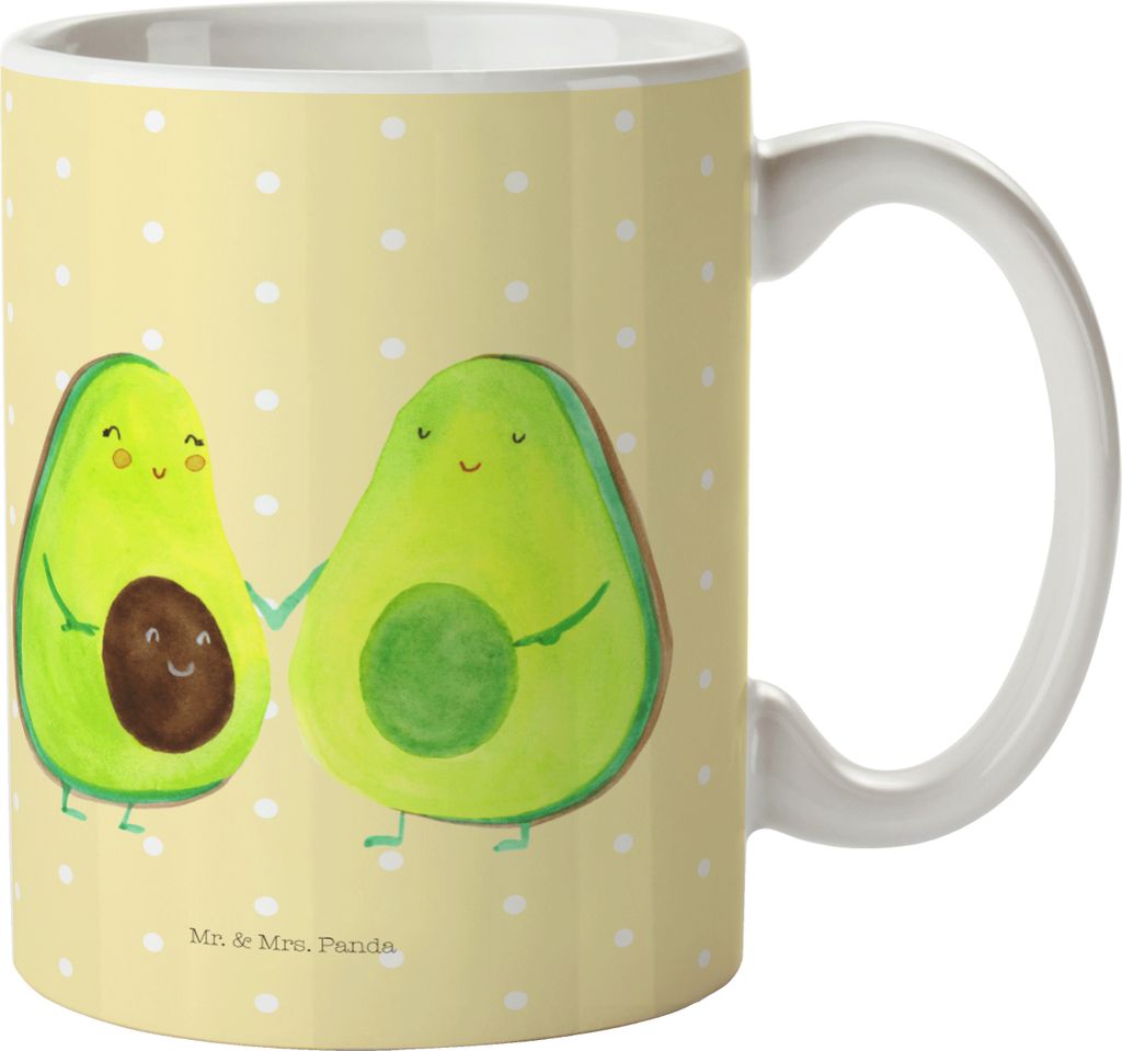 Mr. & Mrs. Panda Kaffeebecher Avocado Pärchen - Gelb Pastell - Geschenk, Liebe, Teebecher, Keramiktasse, Gesund, Babyparty, Becher, Geburt, Tasse,...