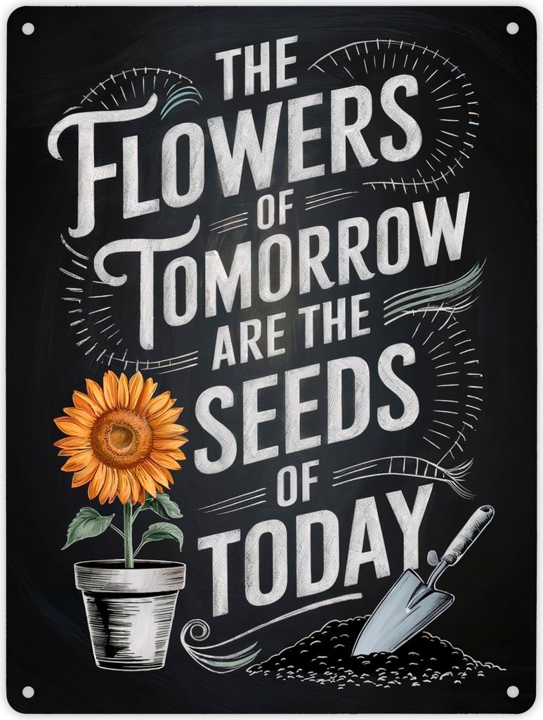 Die Blumen von morgen Metallschild XL in 21x28 cm für Gartenfreunde