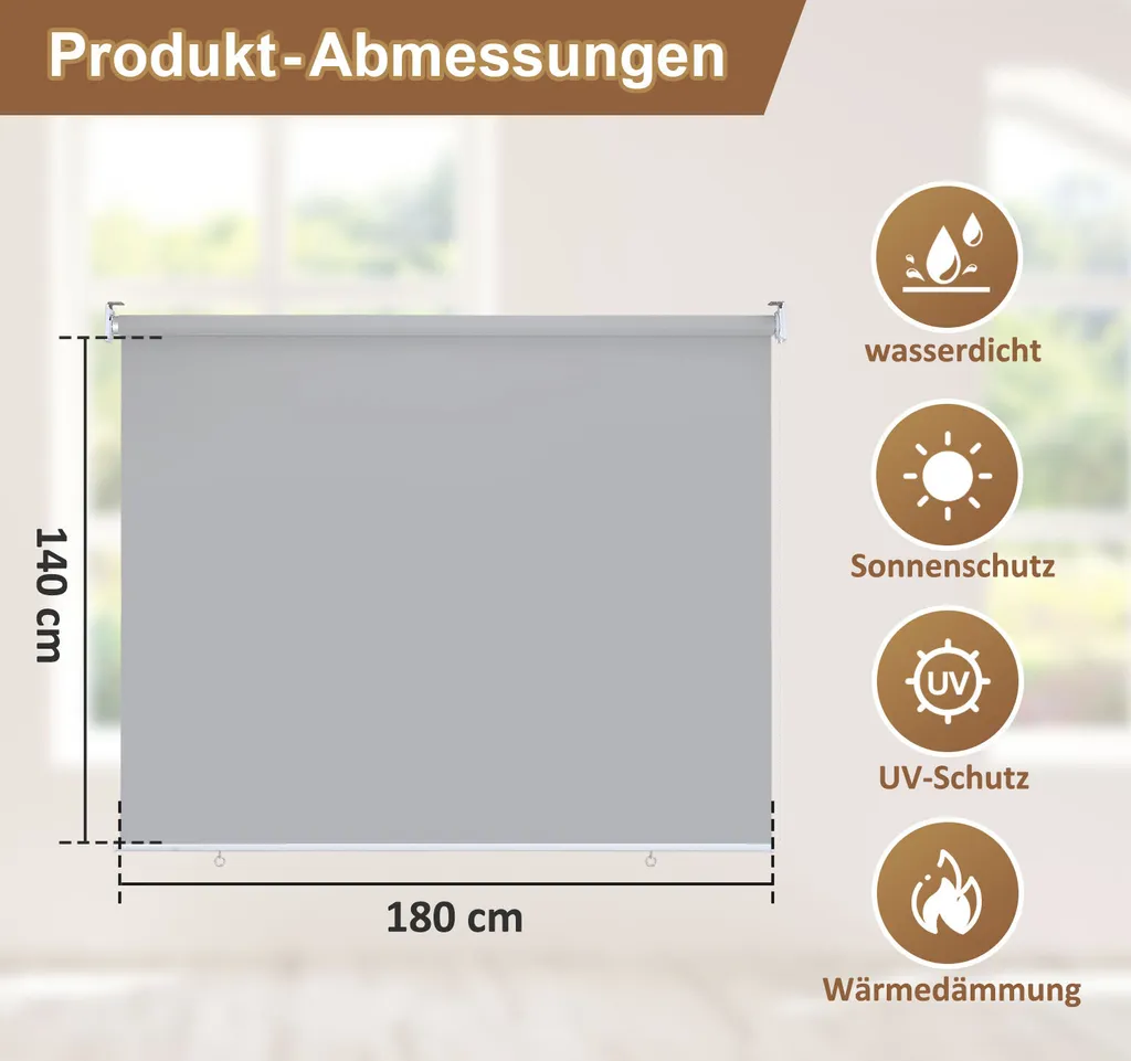 Tenda Verticale Da Esterno Con Cassonetto Grigio Per Protezione Solare Balcone Terrazzo E Frangivista Beige 14 X 25 M 69299232