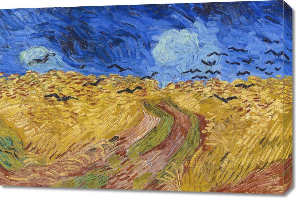Bild 90x60cm Weizenfeld mit Krähen, Van Gogh Vintage