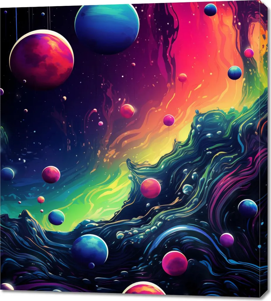 Quadro 90x100 cm Caleidoscopio di Galassie - Arredamento Moderno Tela