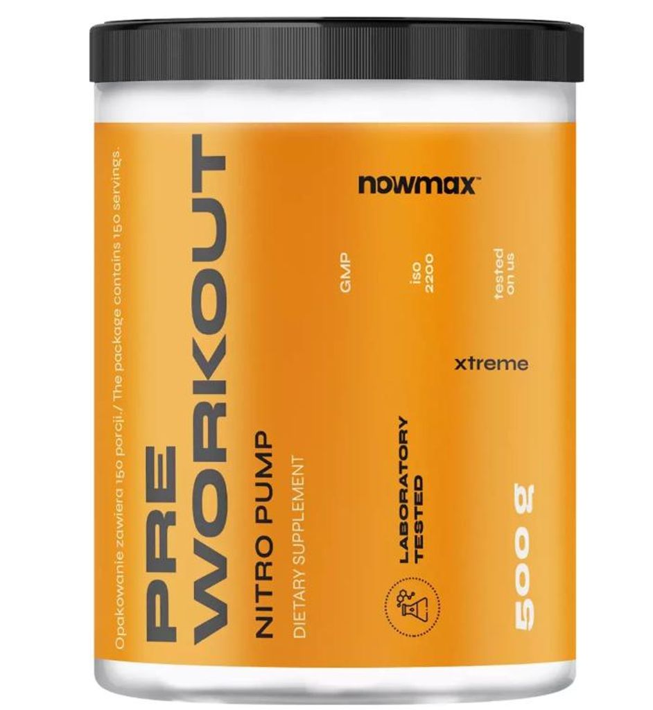 nowmax® Pre Workout Xtreme Pump 500 g Mojito – Koffein, Produktbild 