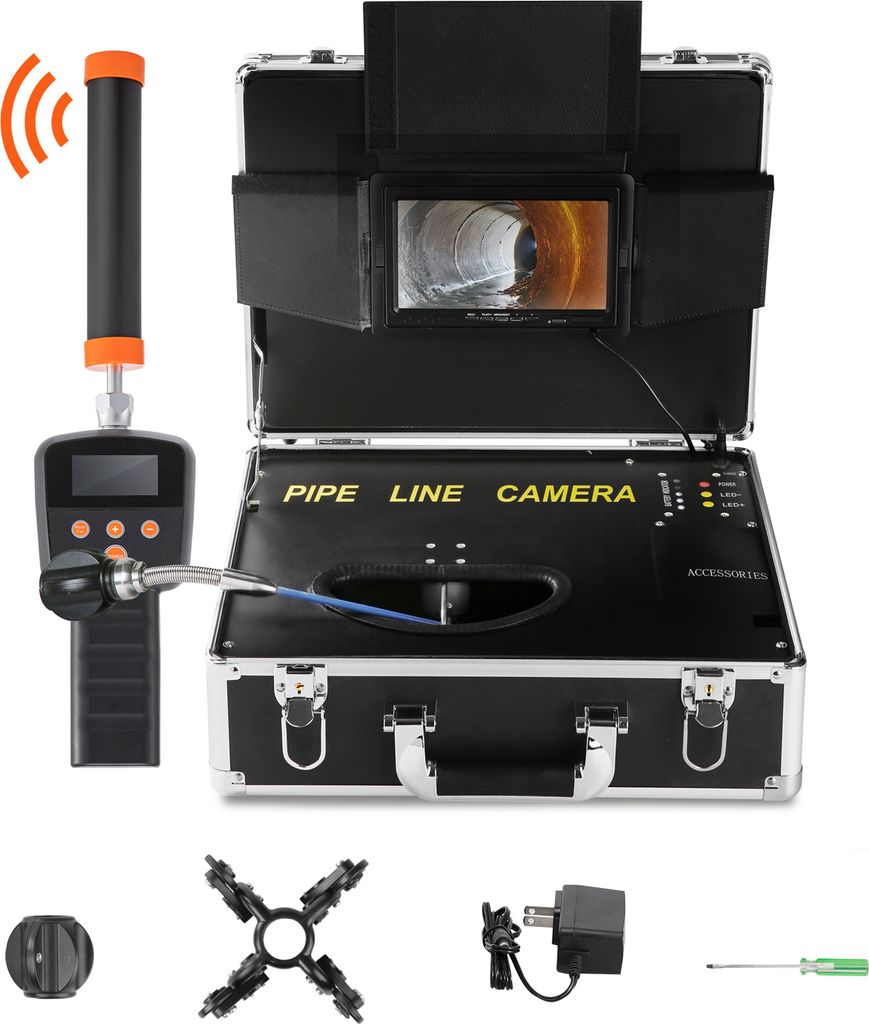 SucceBuy Kanalkamera, 100-Fuß-Rohrinspektionskamera, 7-Zoll-1000TVL-Display, mit 512-Hz-Ortungsgerät, für die Pipeline-Inspektion